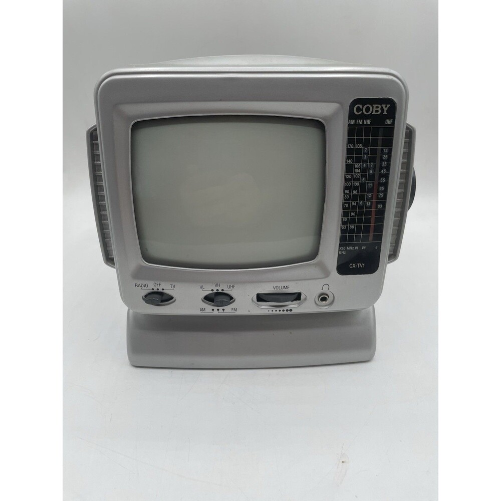 Coby CX TV1 5” Portable Black White TV AM FM Radio Tested Works